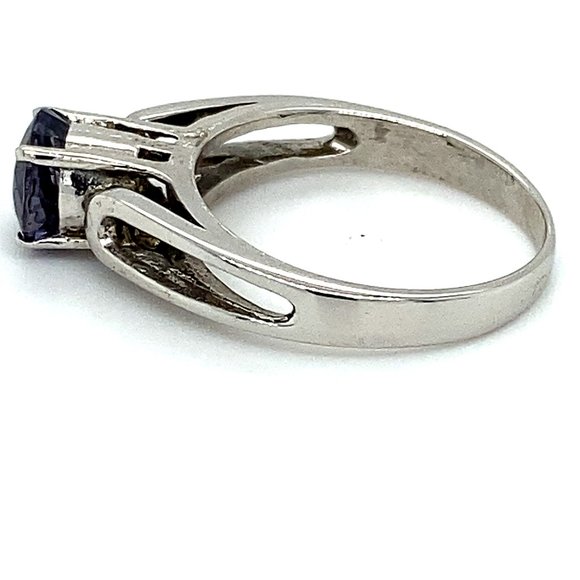 iolite 1.22ct Platinum Finish Solid Silver Ring - Picture 6 of 7